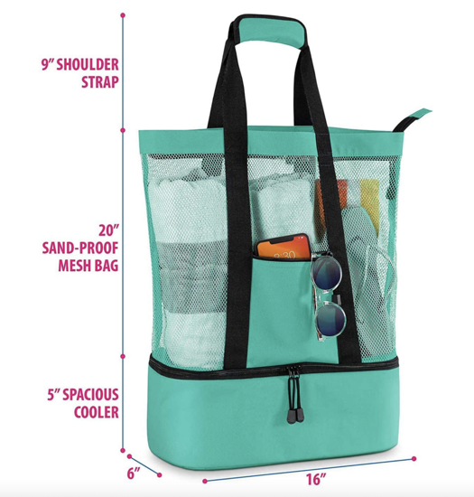 Poza cu Geanta de plaja termo frigorifica,20 l, 58x15x35 cm, Turcoaz