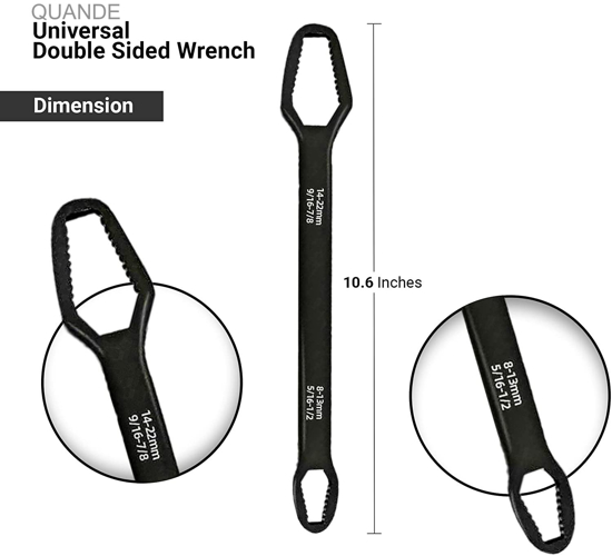 Poza cu Set 2 bucati, cheie Universal torx dublu cap de autostrangere, metal, 8-22mm,include manusi