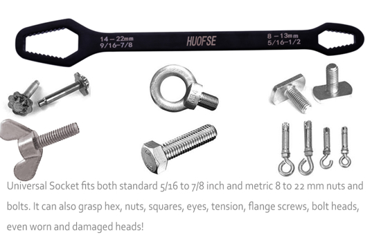 Poza cu Set 2 bucati, cheie Universal torx dublu cap de autostrangere, metal, 8-22mm,include manusi