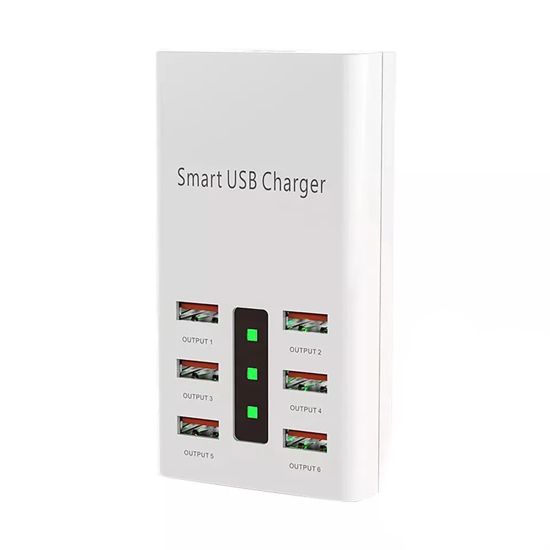 Poza cu Incarcator USB universal cu 6 porturi smart usb fast charge, 30W, 6A, 1,5 m