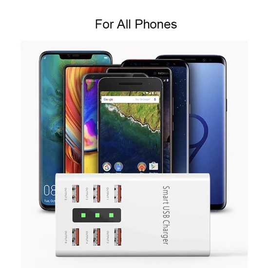 Poza cu Incarcator USB universal cu 6 porturi smart usb fast charge, 30W, 6A, 1,5 m