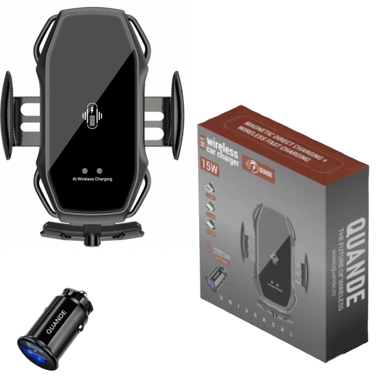 Imagine Set format din 2buc, Incarcator auto suport Smart wireless Fast Charger 15W, QUANDE, fast car charger 18w,3.0, universal