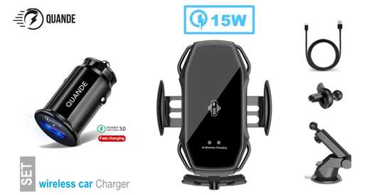 Poza cu Set format din 2buc, Incarcator auto suport Smart wireless Fast Charger 15W, QUANDE, fast car charger 18w,3.0, universal