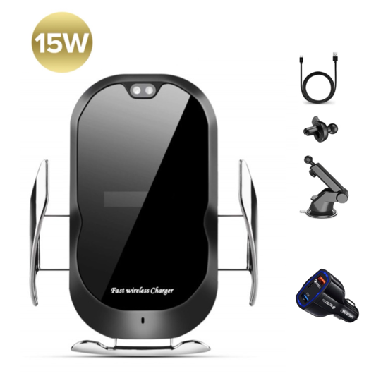 Poza cu Set incarcator auto fast wireless chargers, 15W, Automatic SMART sensor, Incarcator auto fast 7A