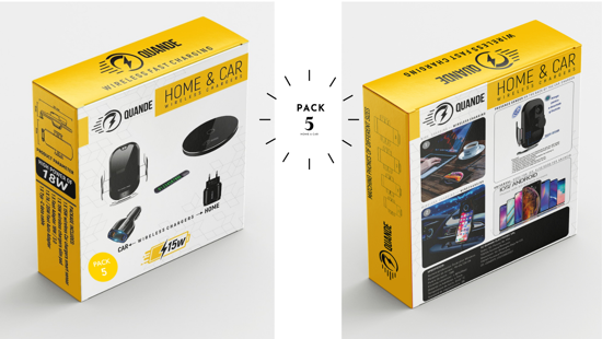 Poza cu Set 5 buc, Incarcator auto fast wireless chargers, 15W, Automatic SMART sensor, negru