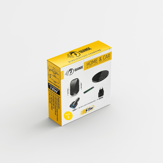 Poza cu Set 5 buc, Incarcator auto fast wireless chargers, 15W, Automatic SMART sensor, negru