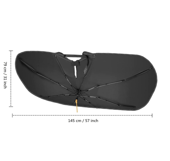 Poza cu Set Parasolar Auto 360°, Pliabil, pentru Masina, QNDS, 145 x 79 cm, Negru-Argintiu