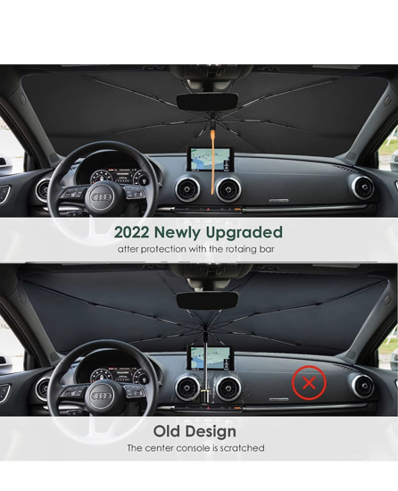 Poza cu Set Parasolar Auto 360°, Pliabil, pentru Masina, QNDS, 145 x 79 cm, Negru-Argintiu