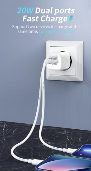 Poza cu Set 4 buc, 1 incarcator 20W PD Type-C, USB QC, 1 Adaptor auto 20W PD Type-C, USB QC, pentru iPhone 14, 13, 12,11, XsMax, 1 lighting usb-A, 1 cablu date lighting usb-C, 1M