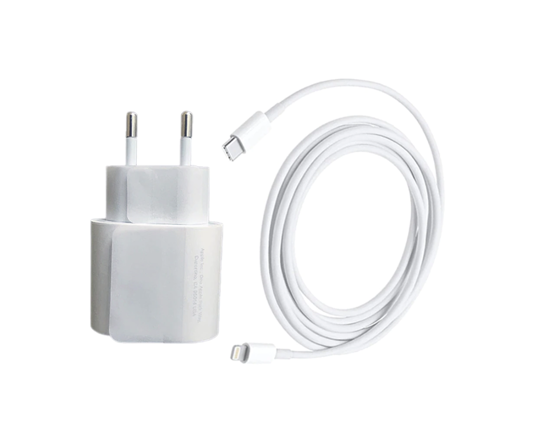 Poza cu Pachet ,Incarcator Fast Charge Apple 20W pentru iPhone 14,13,12 Pro Max +Cablu de date 2m Type-C-Lightning + Adaptor fast auto 7A