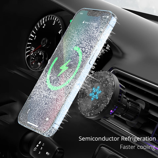 Poza cu Incarcator Magnetic Wireless Auto QUANDES®, 15W Fast Charge, compatibil iPhone 14/13/12/11 Pro Max