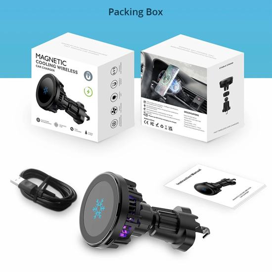 Poza cu Incarcator Magnetic Wireless Auto QUANDES®, 15W Fast Charge, compatibil iPhone 14/13/12/11 Pro Max