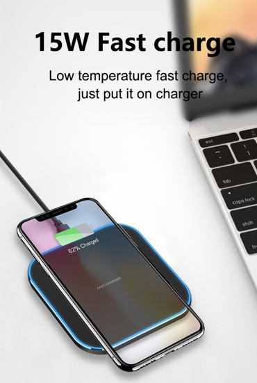 Poza cu Incarcator Wireless QUANDES®, 15W Fast Charge, compatibil iPhone 14/13/12/11 Pro Max, negru