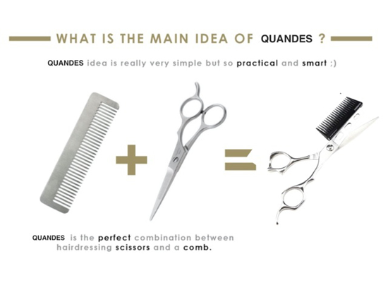 Poza cu Foarfece profesionale cu pieptene, 6’’, otel 440C JP, QUANDES® pentru pentru salon infrumusetare si pentru frizeri, barbershop,