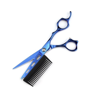 Imagine Foarfece profesionale cu pieptene, 6’’, otel 440C JP, QUANDES® pentru pentru salon infrumusetare si pentru frizeri, barbershop, - Blue
