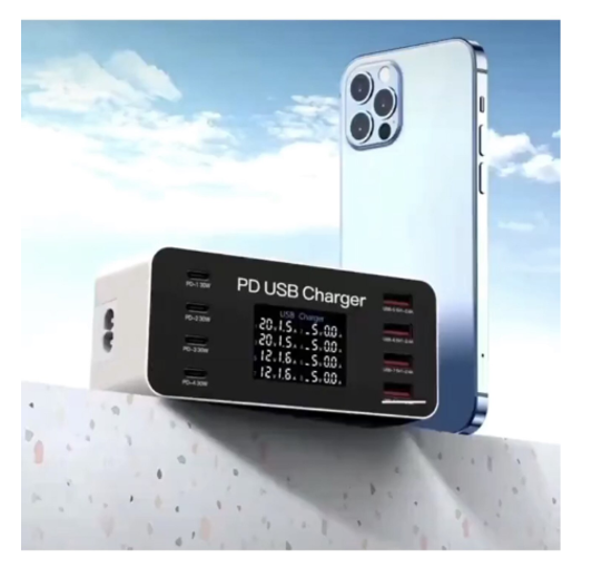 Poza cu Statie de incarcare rapida Multi USB 65W 4 porturi USB 4 porturi PD 30W Incarcare pentru tableta Smartphone Iphone 15,14,13,12 Samsung S23, S22, S21