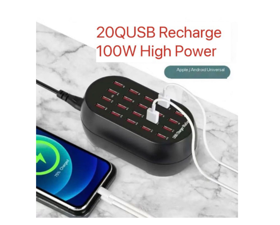 Poza cu Statie de incarcare 100W QUANDES®, Smart cu 20 porturi USB 5V 20A si  aerisire