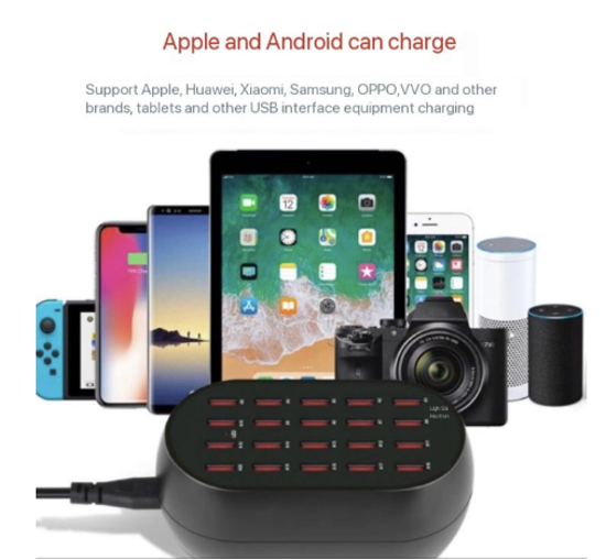 Poza cu Statie de incarcare 100W QUANDES®, Smart cu 20 porturi USB 5V 20A si  aerisire