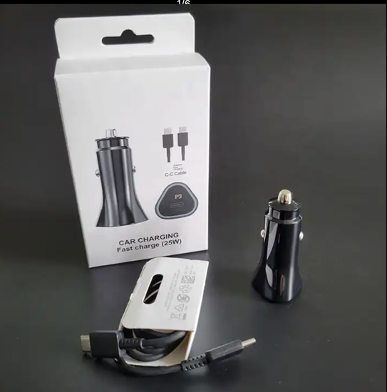 Poza cu Set Incarcator auto QUANDES®, pentru Samsung super-incarcare rapida 25w cablu de date usb-c to c 3A, 1m