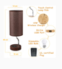 Imagine Set Lampa cu abajur din tesatura, pentru birou, dormitor, cu incarcare wireless telefon Android si iOS, QUANDES®, 2 porturi USB-A/C, maro - copy