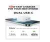 Imagine Pachet 4 buc Incarcator Fast Charge 40W dual usb C, pentru iPhone 15pro,14, 13 12 Pro Max, 2 Cablu de date 2m USB-C - C, USB-C Lightning, 60w, Adaptor auto USB-C, 20W, QUANDES®