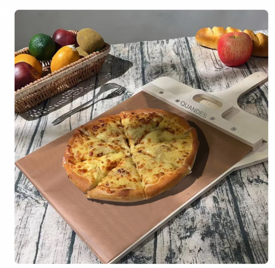 Poza cu Set Paleta glisanta pentru pizza cu maner 55 x 45 x 30 cm, lemn