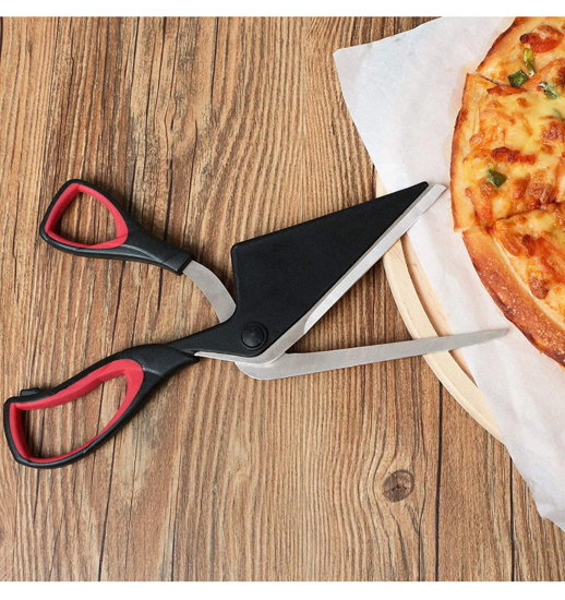 Poza cu Set 3 buc Paleta Glisanta Pentru Pizza Cu Maner 55 X 30 Cm, Set Pentru Servire Branzeturi cu 4 Ustensile, Foarfeca Pentru Pizza