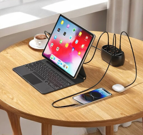 Poza cu Statie de incarcare fast 50W cu 10 porturi USB 5V 20A si ventilator