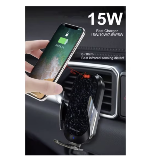 Poza cu Set format din 3buc, Incarcator auto suport Smart wireless Fast Charger 15W, QUANDES, Adapter auto 18w, 3.0, Suport auto afisaj numar de telefon pentru parcare temporara