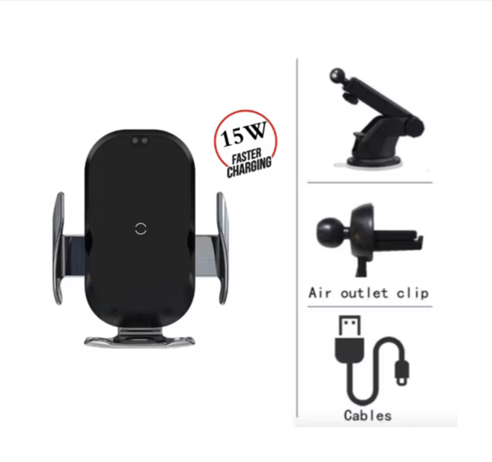 Poza cu Set format din 3buc, Incarcator auto suport Smart wireless Fast Charger 15W, QUANDES, Adapter auto 18w, 3.0, Suport auto afisaj numar de telefon pentru parcare temporara