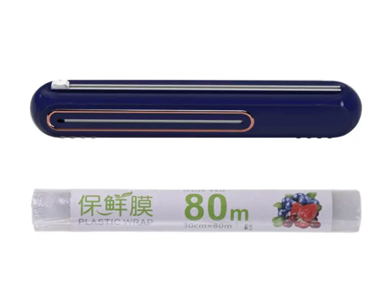 Poza cu Dispenser folie alimentara cu lama de taiere, magnet, ventuze de fixare, si folie inclusa 38x6x5cm, albastro