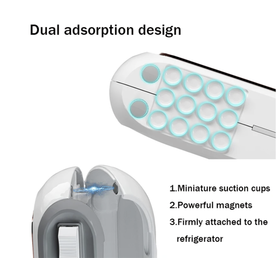 Poza cu Dispenser folie alimentara cu lama de taiere, magnet, ventuze de fixare, si folie inclusa 38x6x5cm, alb