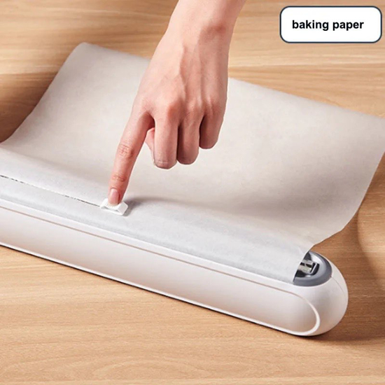 Poza cu Dispenser folie alimentara cu lama de taiere, magnet, ventuze de fixare, si folie inclusa 38x6x5cm, alb