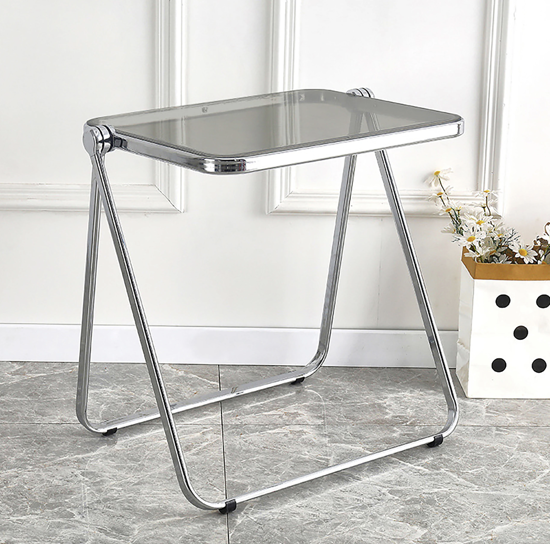 Poza cu Masuta de cafea pliabila din acril, moderna, pentru canapea birou mic, noptiere, sufragerie, terasa, 40×35cm, gri