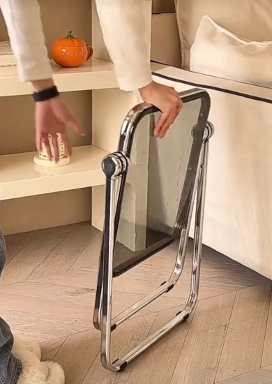 Poza cu Masuta de cafea pliabila din acril, moderna, pentru canapea birou mic, noptiere, sufragerie, terasa, 40×35cm, gri