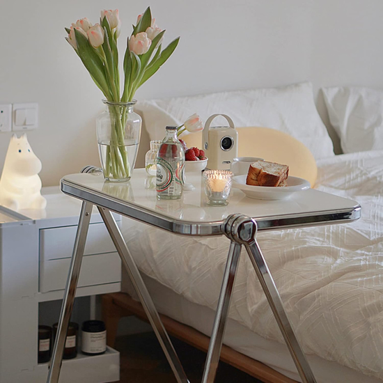 Poza cu Masuta de cafea pliabila din acril, moderna, pentru canapea birou mic, noptiere, sufragerie, terasa, 40×35cm, gri