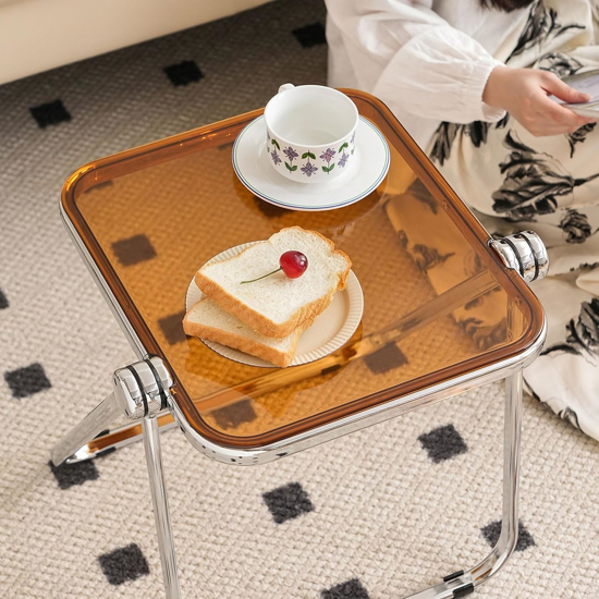 Poza cu Masuta de cafea pliabila din acril, moderna, pentru canapea birou mic, noptiere, sufragerie, terasa, 40×35cm, orange