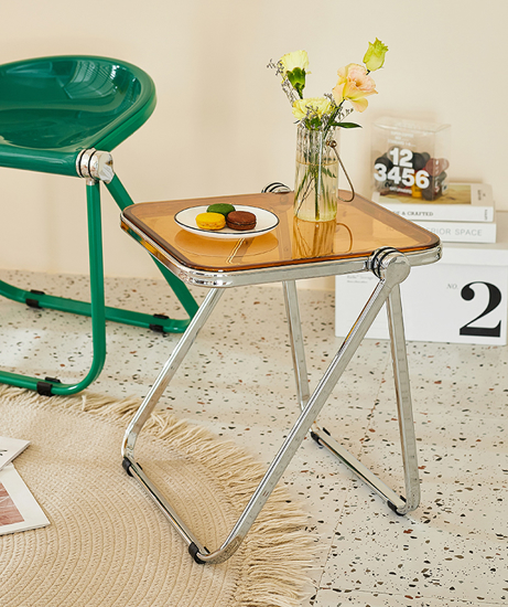 Poza cu Masuta de cafea pliabila din acril, moderna, pentru canapea birou mic, noptiere, sufragerie, terasa, 40×35cm, orange