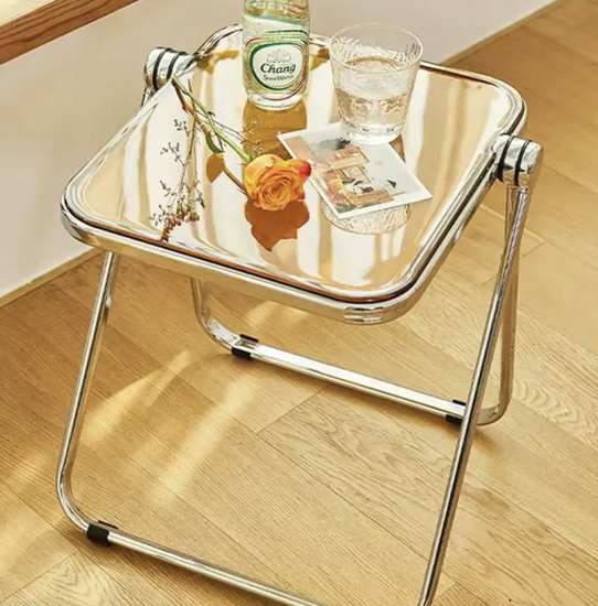 Poza cu Masuta de cafea pliabila din acril, moderna, pentru canapea birou mic, noptiere, sufragerie, terasa, 40×35cm, orange