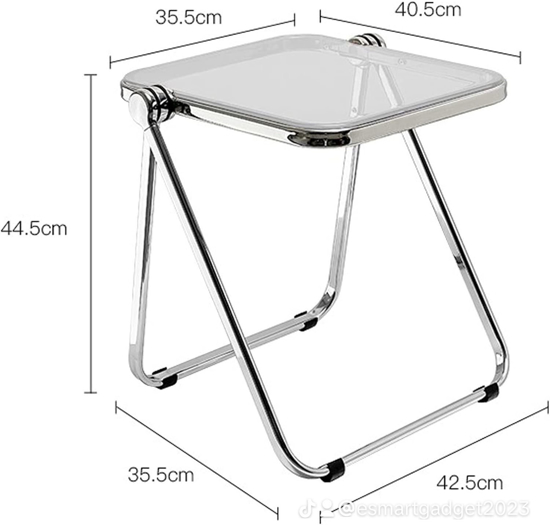 Poza cu Masuta de cafea pliabila din acril, moderna, pentru canapea birou mic, noptiere, sufragerie, terasa, 40×35cm, transparent