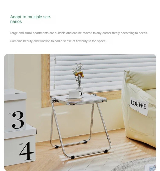 Poza cu Masuta de cafea pliabila din acril, moderna, pentru canapea birou mic, noptiere, sufragerie, terasa, 40×35cm, transparent