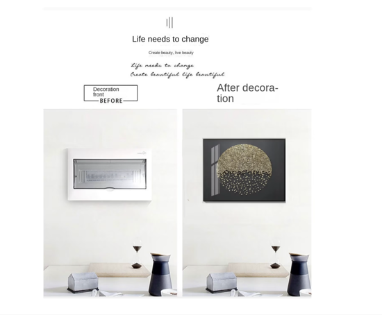 Poza cu Capac tablou pentru contor electric Pictura decorativa, Aluminiu, QUANDES® Q12G, Hidraulica,40x30cm, negru