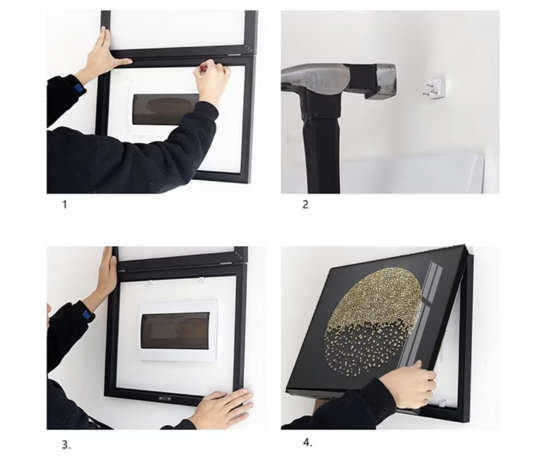 Poza cu Capac tablou pentru contor electric Pictura decorativa, Aluminiu, QUANDES® Q12G, Hidraulica,40x30cm, negru