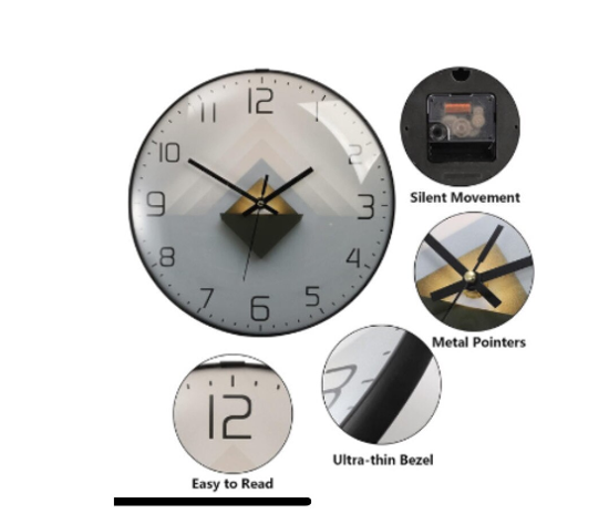 Poza cu Ceas de perete, Mecanism silentios, 30 cm, Negru, QW5
