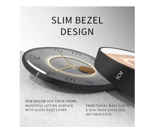 Poza cu Ceas de perete, Mecanism silentios, 30 cm, Negru,QW3