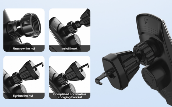 Poza cu Set 3 buc, Incarcator auto suport fast wireless chargers 15W, Automatic sensor, universal, Samsung, IPhone, xiaomi,huawei,oppo