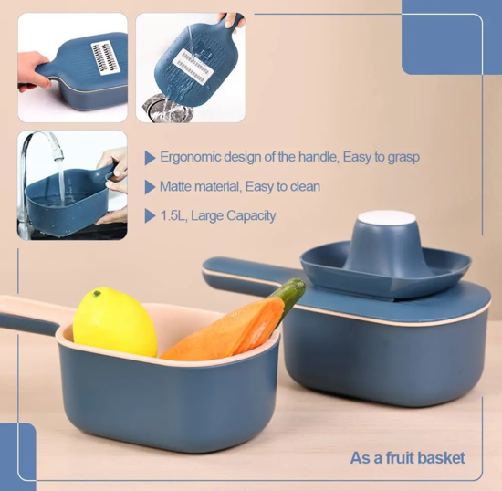 Poza cu Feliator de legume 4in1 multifunctional, 4 taieturi diferite, lame de inox, ABS, Recipient stocare