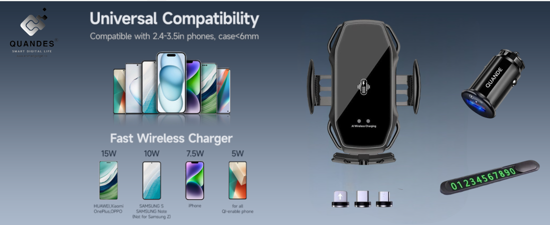 Poza cu Set 3 buc, Incarcator auto suport fast wireless chargers 15W, Automatic sensor, universal, Samsung, IPhone, xiaomi,huawei,oppo