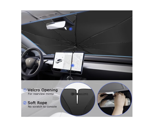 Poza cu Parasolar 360° Auto Pliabil, QNDS-RNG, potrivit pentru dimensiuni 145 x 79 cm, Rezistent UV