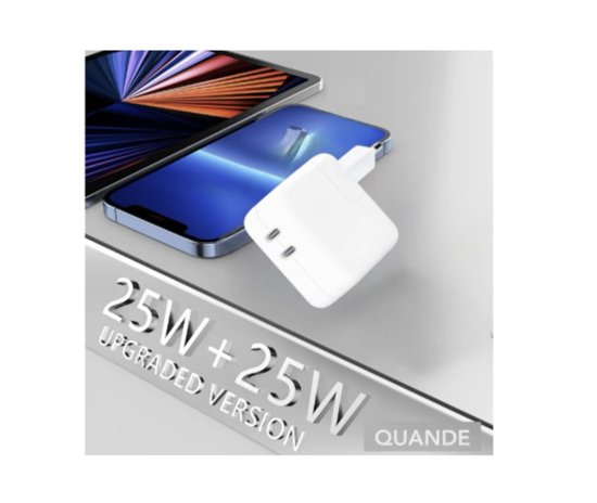 Poza cu Kit Incarcator Dual USB-C 50W Fast Charger, Cablu date USB-C-C 67W, 2M, incarcator auto Dual USB-C-C 60W, Compatibil cu iPhone16, 16 pro max, QUANDES®